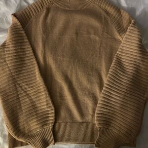 Tan Ribbed Sweater and Skirt Set